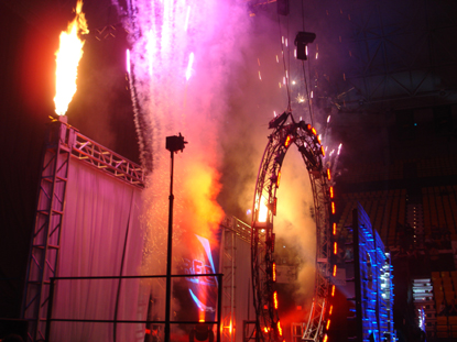 Pyrotechnics at an arena event