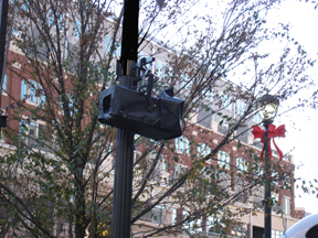 T - 1000 evaporative snow machine  Snow machine on lamppost